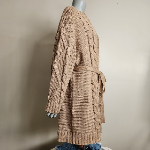 Anthropologie x Amadi "Leah" Neutral Tan Cable-Knit Sweater Dress Size XL - Picture 6 of 14